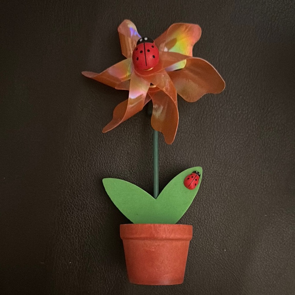 Orange Flower Decor with Ladybug